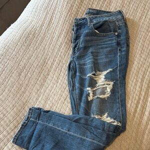 American Eagle Outfitters High Rise Distressed Blue Jeans